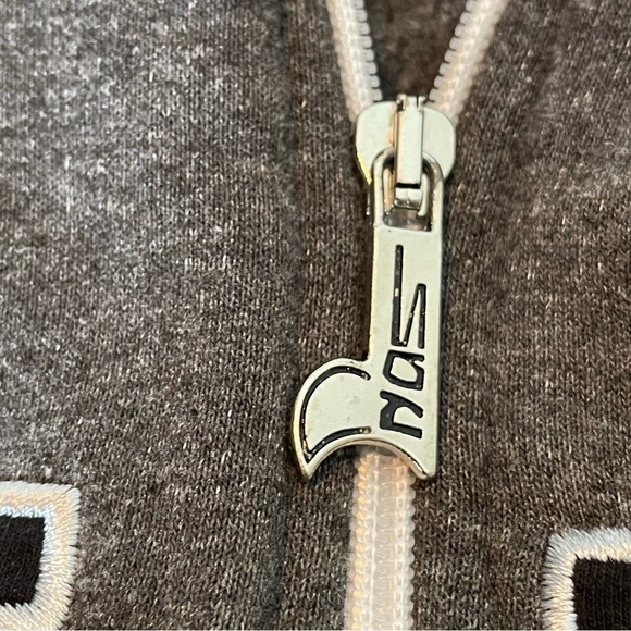 NoS Paris France Embroidered Black Gray Fleece Knit Zip Bomber Jacket Sz M - Picture 8 of 10